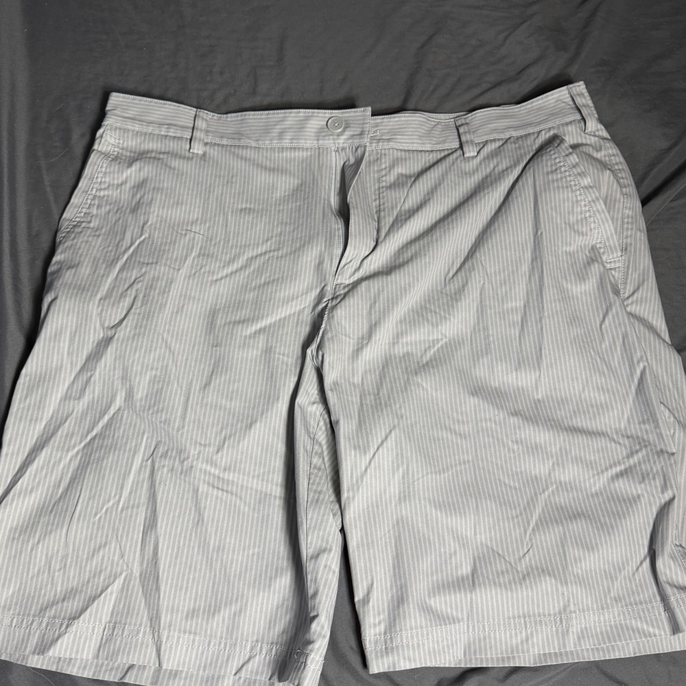 adidas Men's Light Gray Pinstripe golf Shorts
